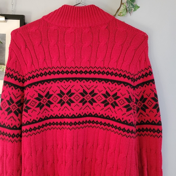 Lauren Ralph Lauren Bead Snowflake Cable Knit Full Zip Cardigan Sweater PM - Picture 7 of 11